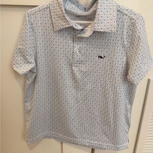 Vineyard Vines Light Blue & White Kids' Polo with Mini Geometric Print